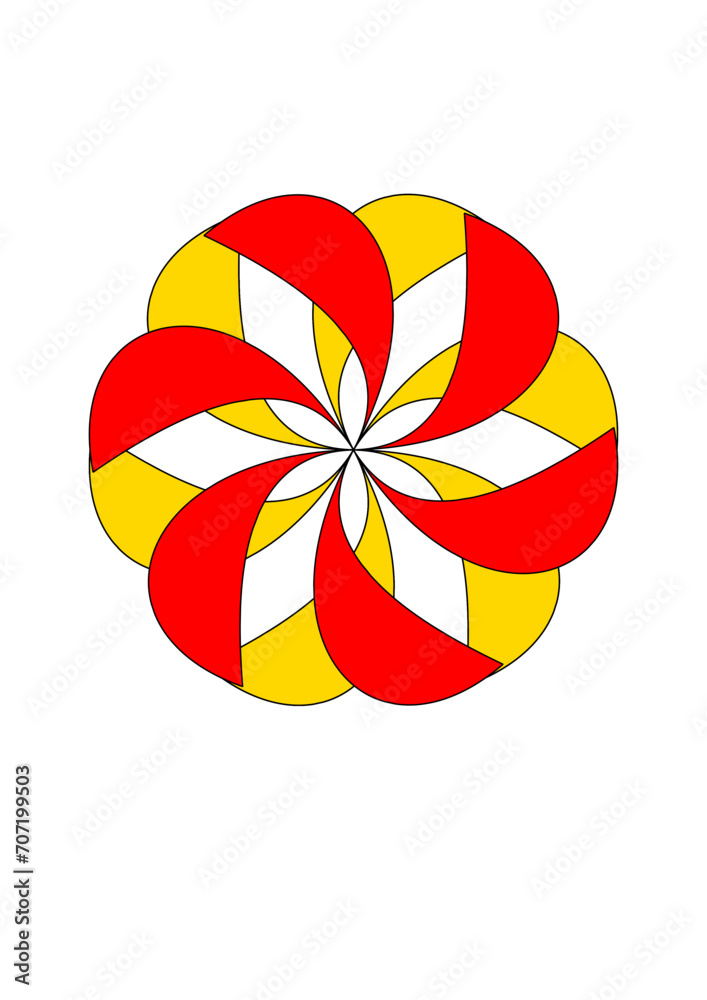 Two-tone rosette with ribbons shaped into bows, propeller, spiral, swirl, ornament, symbol, graphic, design, symmetry, graphics, Two-tone rosette with ribbons shaped into bows, propeller, spiral, swirl, ornament, symbol, graphic, design, symmetry, graphics,