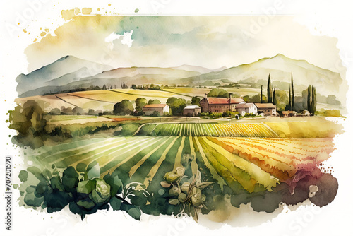 landscape with vineyard and hills