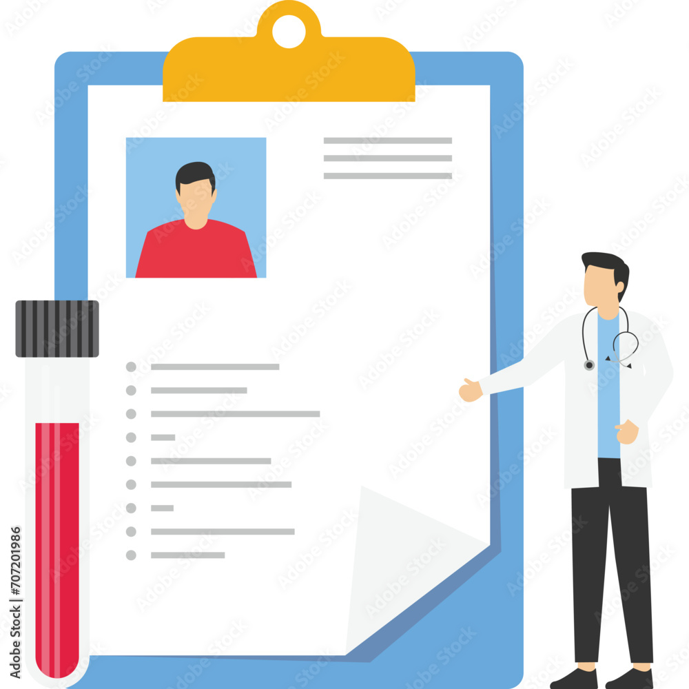 Medical record concept Vector illustration. Medical diagnosis, medical history, patient card. Modern flat design graphic elements for websites, web banners, web pages, templates, infographics, etc.

