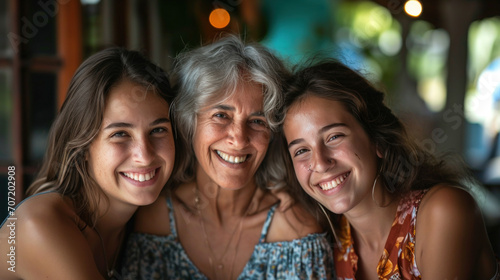 Portrait of happy grandmother, mother and daughter