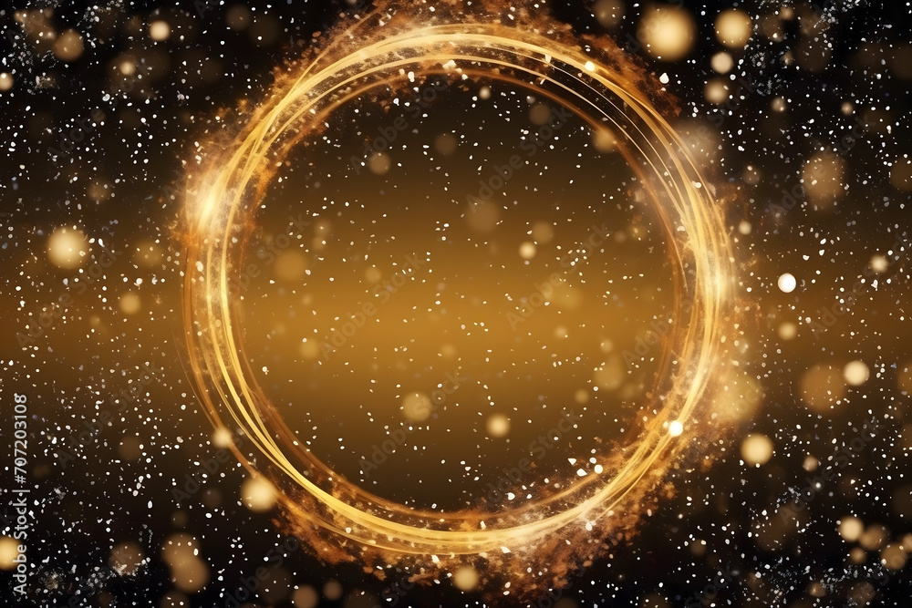 Gold glitter circle of light shine sparkles and golden spark particles in circle frame on black background. Christmas magic stars glow, firework confetti of glittery ring shimmer Gold glitter circle of light shine sparkles and golden spark particles in circle frame on black background. Christmas magic stars glow, firework confetti of glittery ring shimmer
