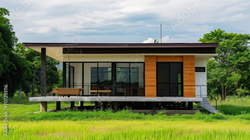 Small Modern house minimalist in rural Thailand