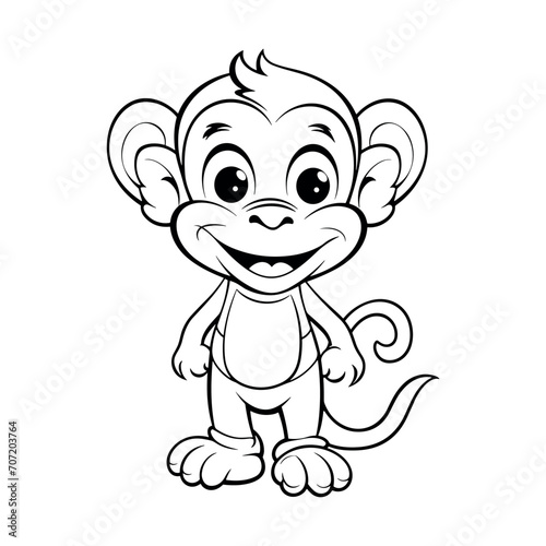 Monkey cartoon coloring page - coloring book for kids