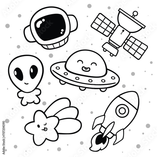 Cartoon Space elements cute vector design arts for kids education