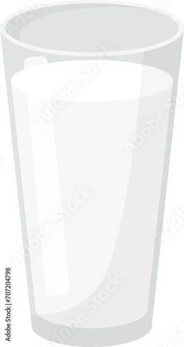 Glass of milk isolated on white background. Simple dairy product icon. Healthy calcium drink vector illustration.