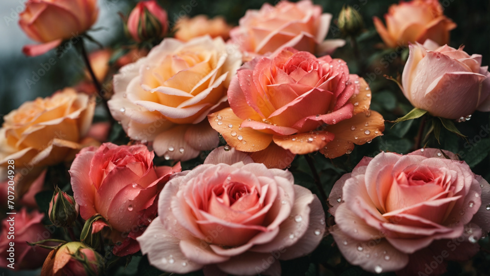  pink rose with water drops ai image 
