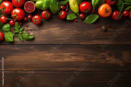 Fresh raw vegetable ingredients for healthy cooking on wooden table on dark background
