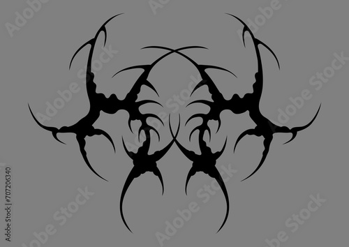 Cyber sigilism design. Neo tribal gothic style tattoo.