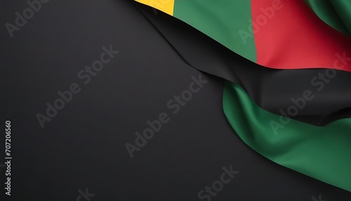 Black History Month color background. African American history month celebration. Abstract red, yellow, green color flag on black paper background created with generative ai