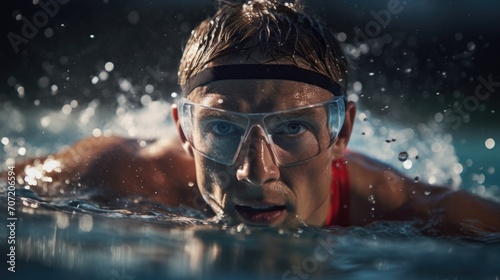 swimmer doing strong training for a championship generative ai © Francheska