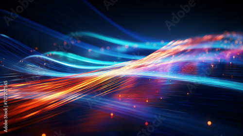 Optical fibers dinamic flying from deep on techno © imran