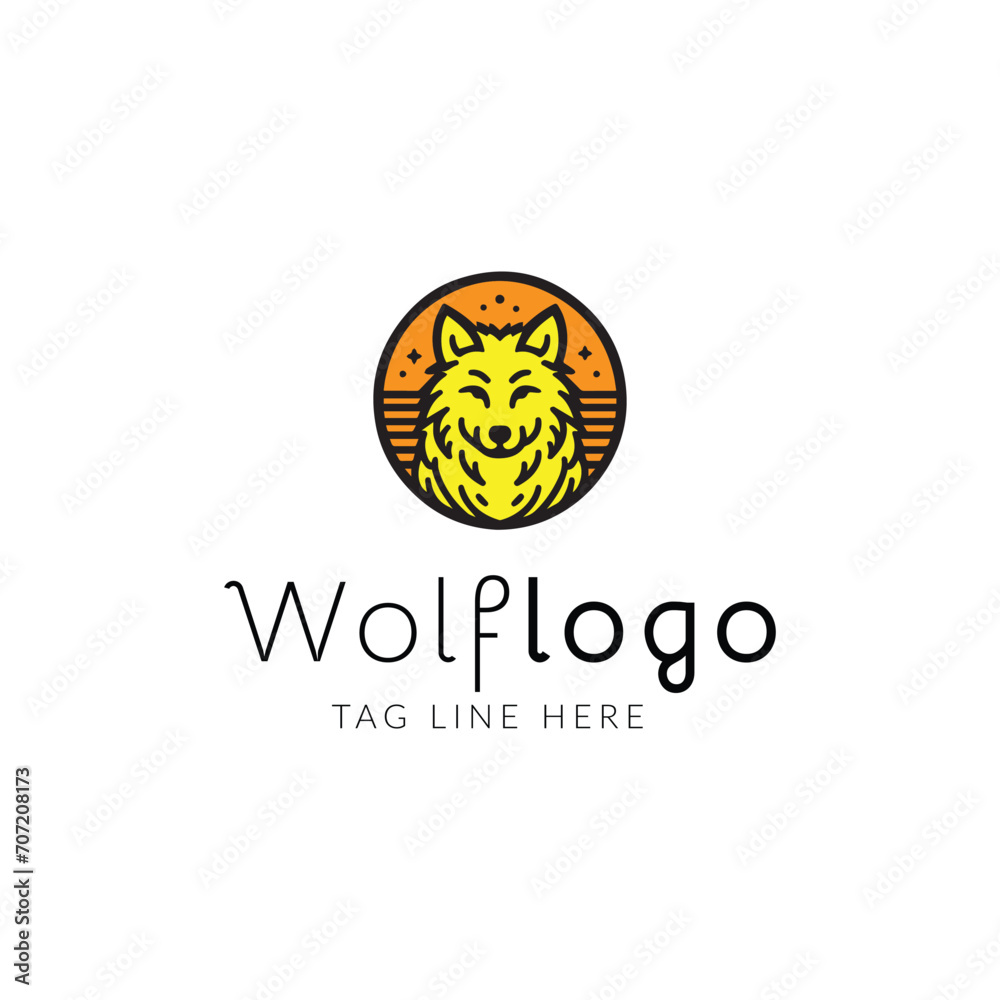 Majestic Wolf Emblem in Sunset Hues Majestic Wolf Emblem in Sunset Hues