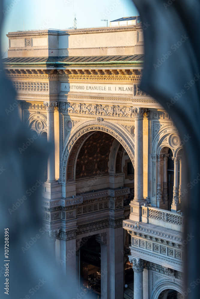 Obraz premium Beautiful cityscape on the roof of Duomo di Milano in Milan on December 2023