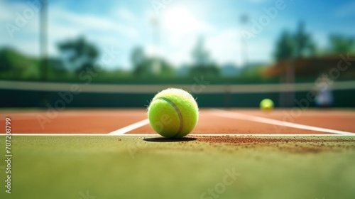 tennis ball on a grass tennis court generative ai