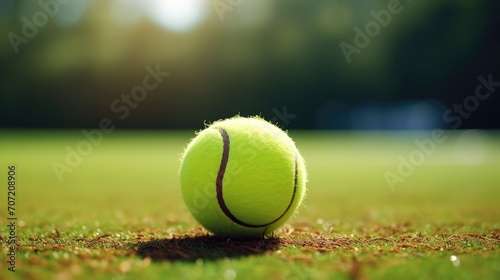 tennis ball on a grass tennis court generative ai © Francheska