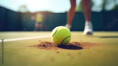 tennis ball on a grass tennis court generative ai © Francheska