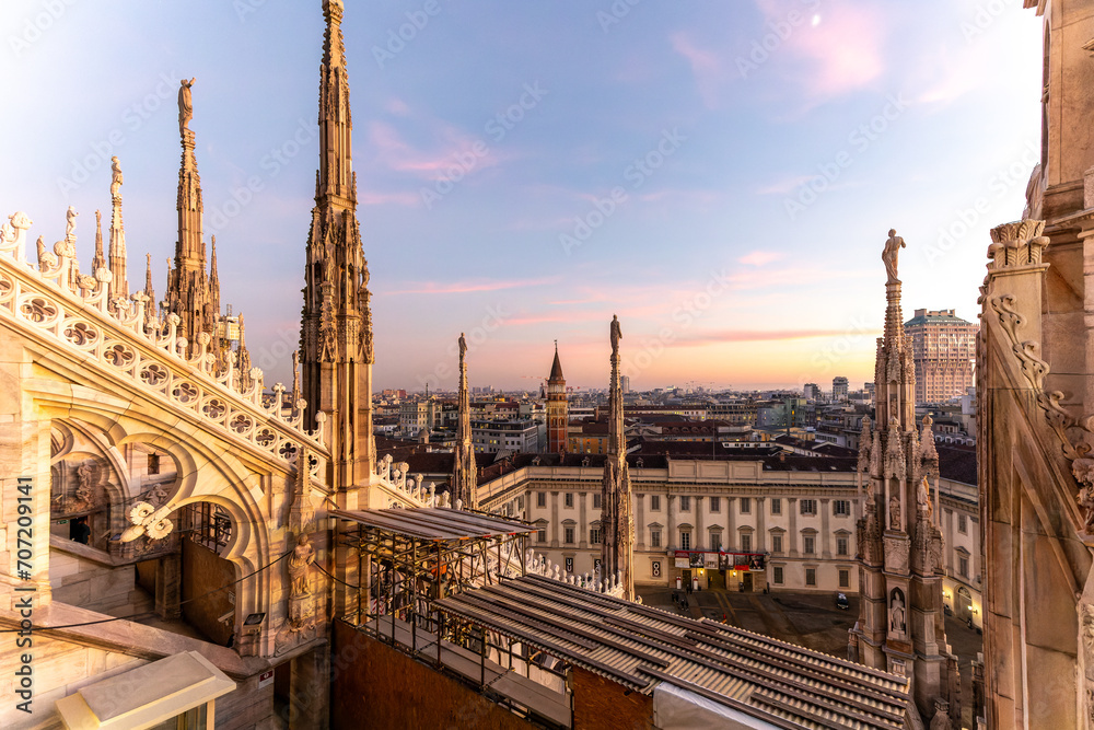 Beautiful sunset over the Duomo Cathedral in Milan Italy on december 2024 Beautiful sunset over the Duomo Cathedral in Milan Italy on december 2024