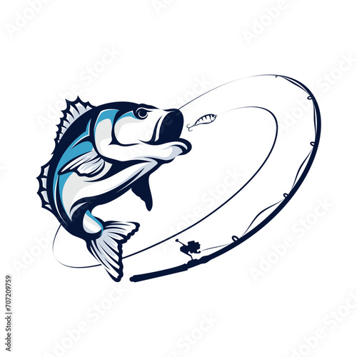 Bass Fishing tournament logo template vector. Bass Fish Jumping Illustration Logo design vector