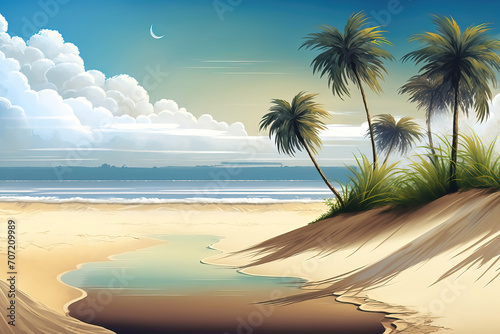 tropical island with palm trees © Edik