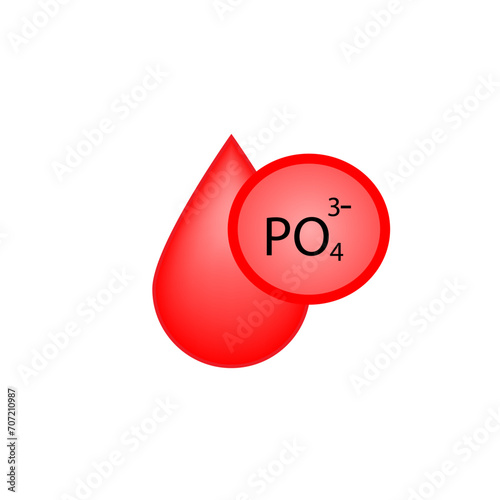 Phosphate electrolyte. Icon isolated on white background. Hyperphosphatemia and Hypophosphatemia. Phosphate excess and deficit electrolyte disorders. Scientific design. Vector illustration.