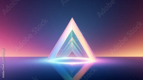 A torus encircles a 3D triangle in a calming background setting