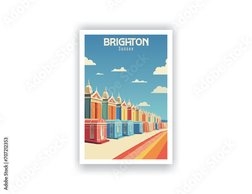 Brighton, Sussex. Vintage Travel Posters. Vector art. Famous Tourist Destinations Posters Art Prints Wall Art and Print Set Abstract Travel for Hikers Campers Living Room Decor