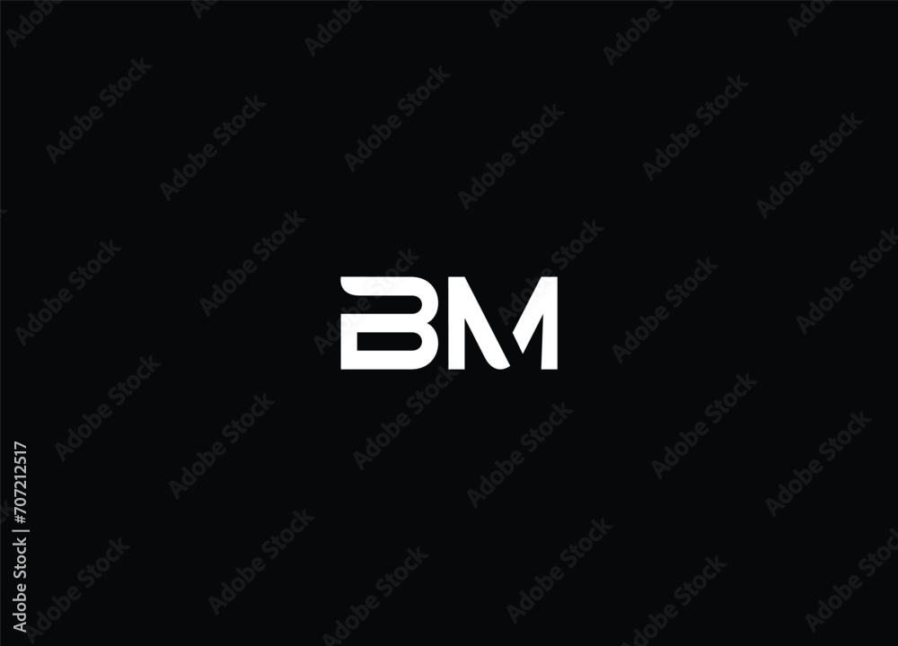 BM monogram logo circle ribbon style design template