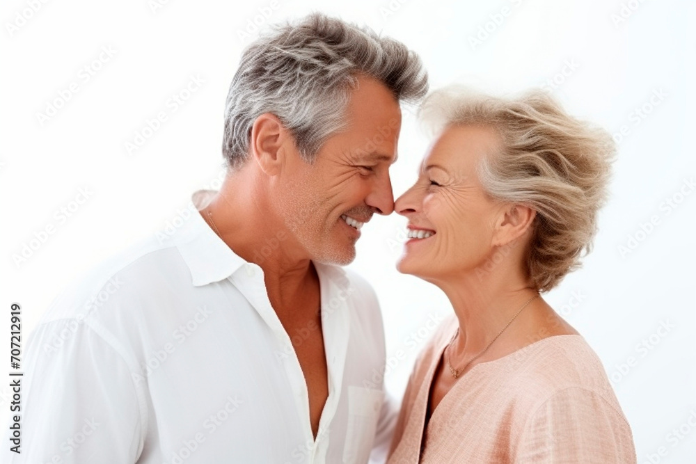 Mature couple in love, isolated on white background. Mature couple in love, isolated on white background.