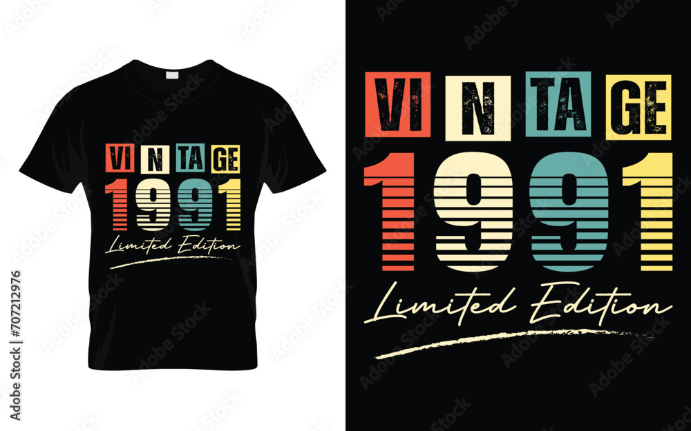 Vintage 1991 Limited Edition Happy Birthday Legend Gifts T-shirt