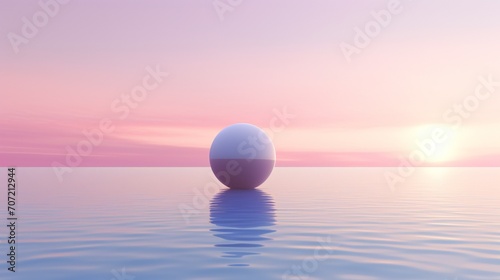Serenity emerges as a sphere delicately balances on the top of a 3D cube, forming a harmonious and calming visual composition