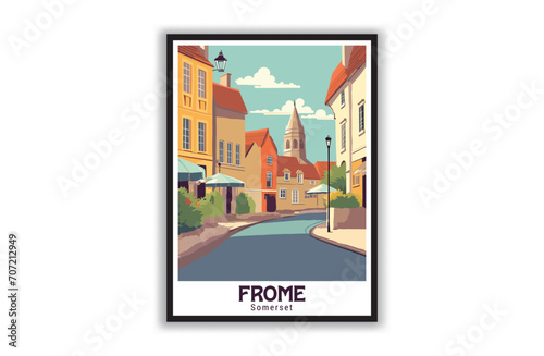 Frome, Somerset. Vintage Travel Posters. Vector art. Famous Tourist Destinations Posters Art Prints Wall Art and Print Set Abstract Travel for Hikers Campers Living Room Decor