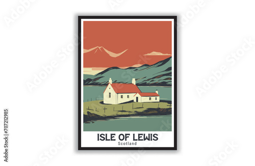 Isle Of Lewis, Scotland. Vintage Travel Posters. Vector art. Famous Tourist Destinations Posters Art Prints Wall Art and Print Set Abstract Travel for Hikers Campers Living Room Decor