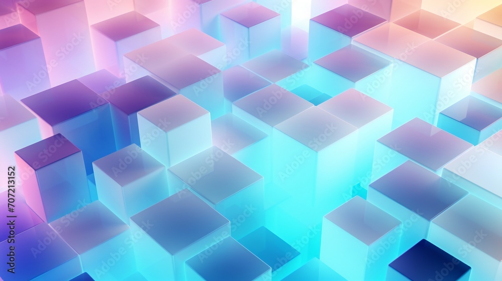 The 3D cube in close view captures calming hues on each side, forming a tranquil composition The 3D cube in close view captures calming hues on each side, forming a tranquil composition