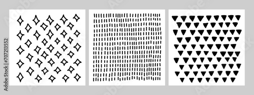 Hand drawn doodle texture set. Vector abstract collection with stars, and dots. Doodle shapes. Trendy illustration. Graphic vector freehand textures set. Lines are isolated on a white background