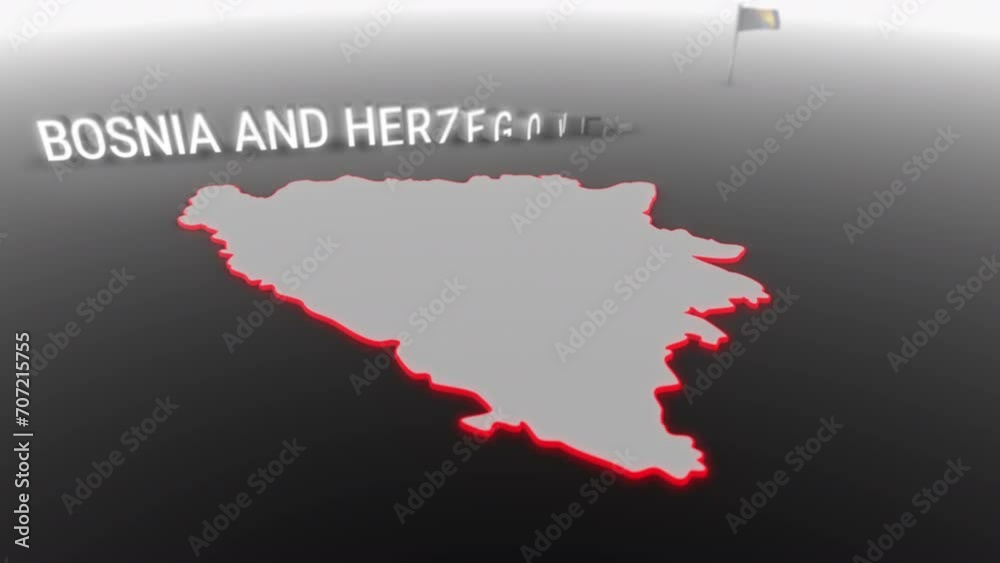 3d animated map of Bosnia and Herzegovina gets hit and fractured by the text “Recession” 3d animated map of Bosnia and Herzegovina gets hit and fractured by the text “Recession”