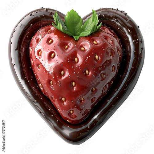 Luscious heart-shaped strawberry enrobed in chocolate. photo