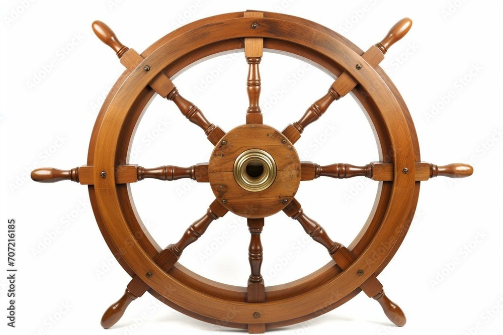 Isolated ship's wheel. Generative AI