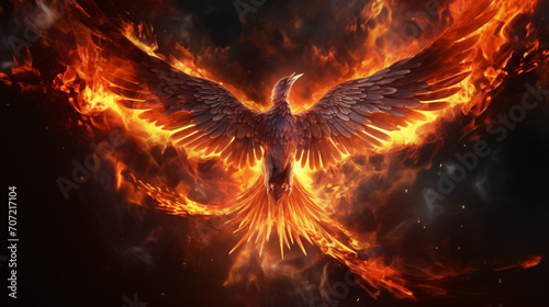 Phoenix bird risen from the ashes fire bird Burn