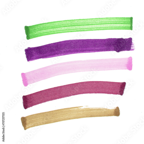 Color highlight stripes, banners, brushes drawn with markers. Stylish highlight elements for design.
