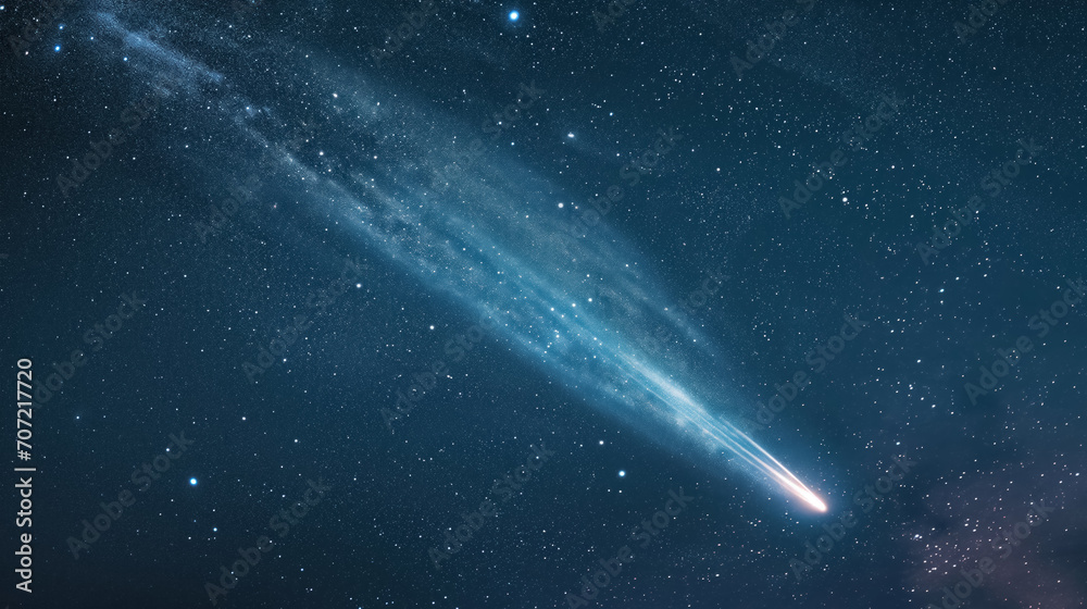 Bright comet streaking across the night sky. Bright comet streaking across the night sky.