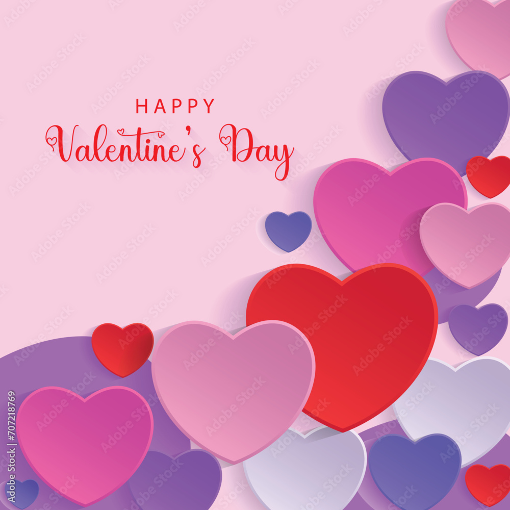 Colorful Hearts Background For Valentine's Day Card