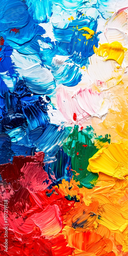 palette of oil paints  with bold strokes and a rich spectrum of colors creating a visually stimulating backdrop  ideal for an artistic banner with space for text