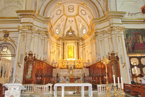 The church interior of Santa Maria Assunta with  Byzantine icon of a black Madonna in italian city of Positano photo