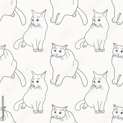 Vector pattern outline of cats in different poses