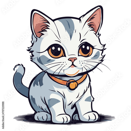 Cute cat cartoon character vector image. Illustration of funny kitty meow design graphic image © Mecos