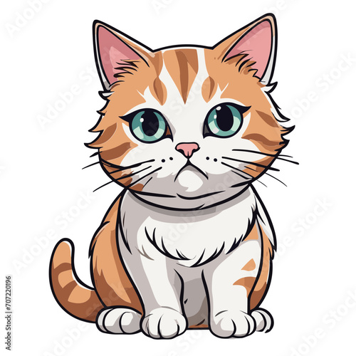 Cute cat cartoon character vector image. Illustration of funny kitty meow design graphic image