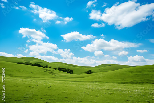 Spring landscape with grass and sky.