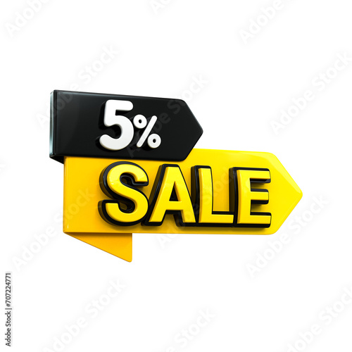 Special offer sale 5% discount sale tags 3d number concept discount promotion sale offer price sign 