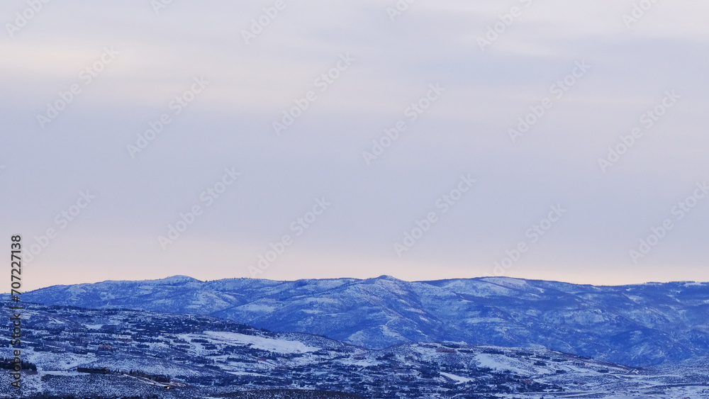Utah winter mountain landscape in mountains with expansive scenery.