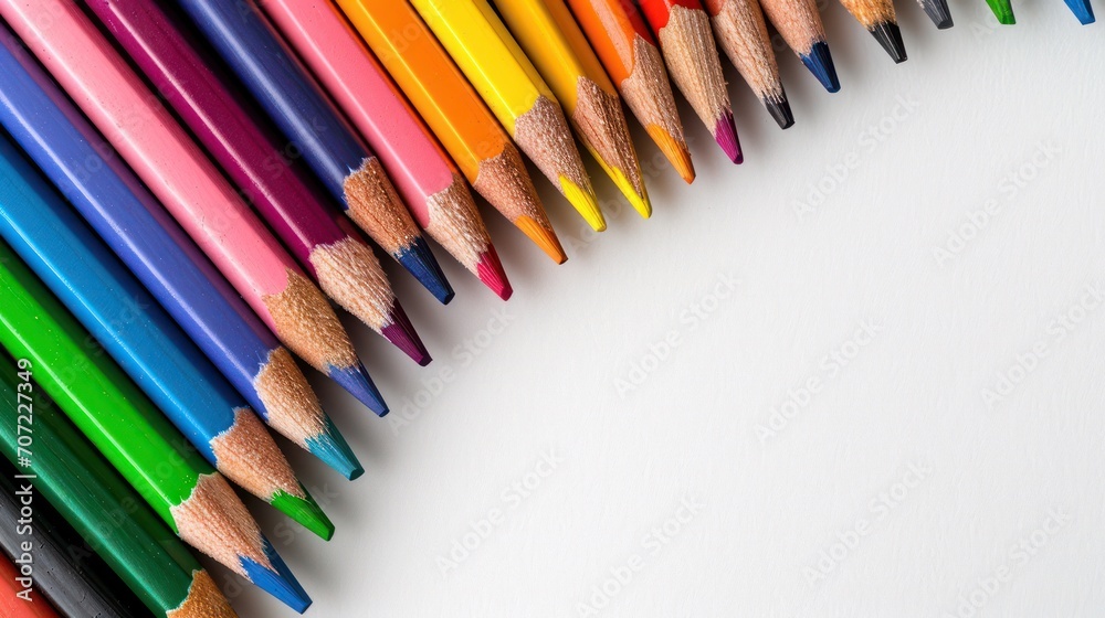 Arrangement of colored pencils isolated on white background Arrangement of colored pencils isolated on white background
